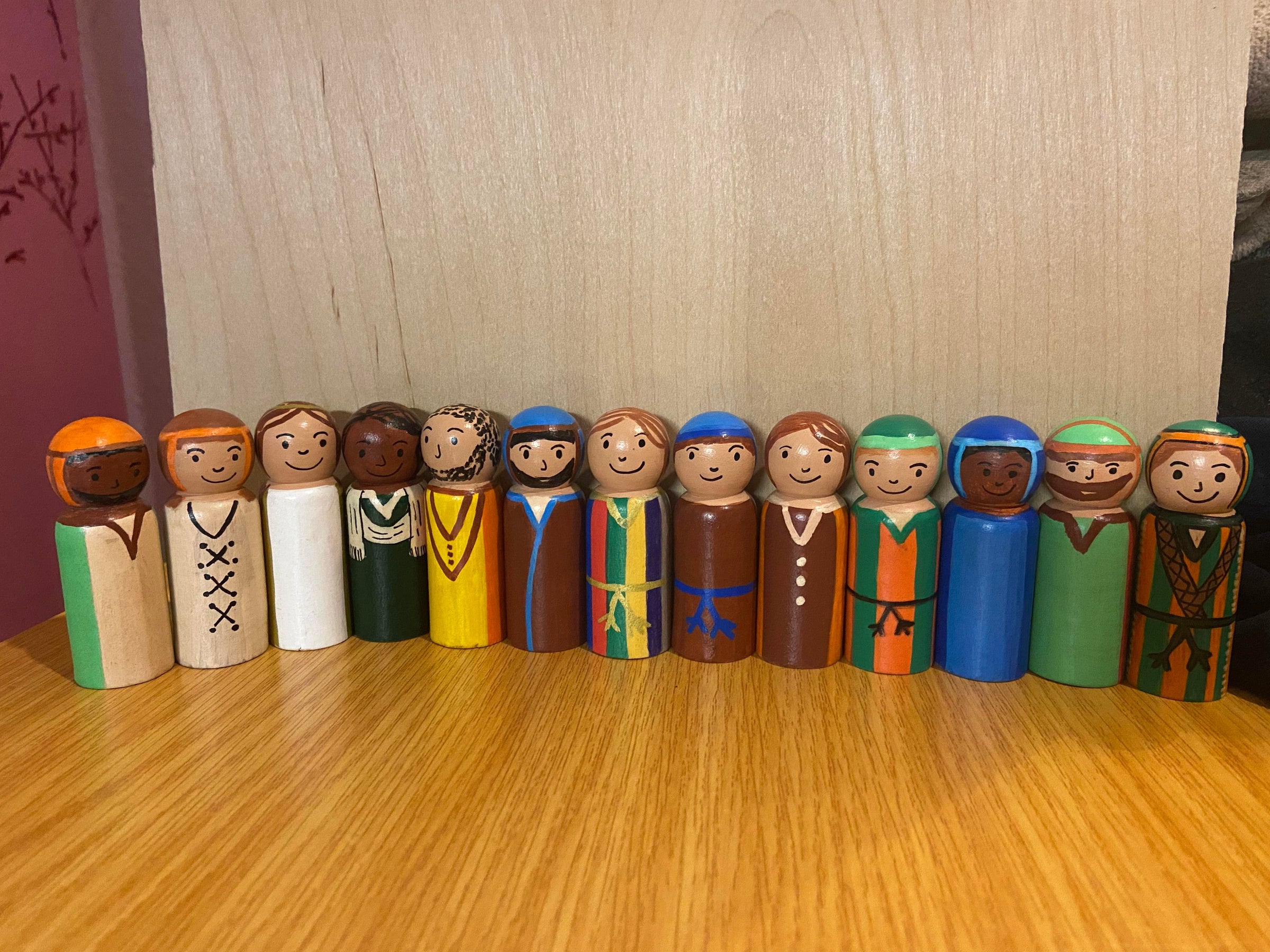 Jesus the 12 disciples peg doll set